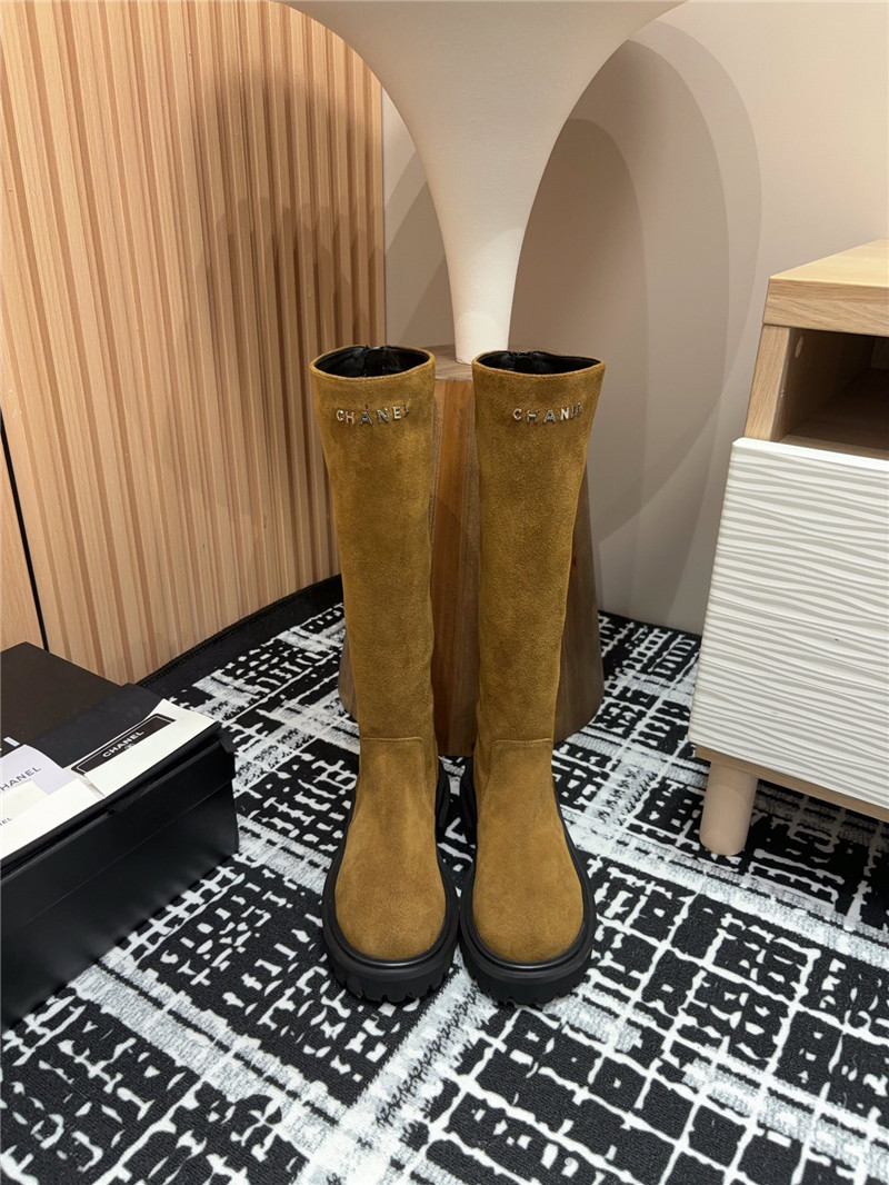 Ch**el brown suede leather keen high boots