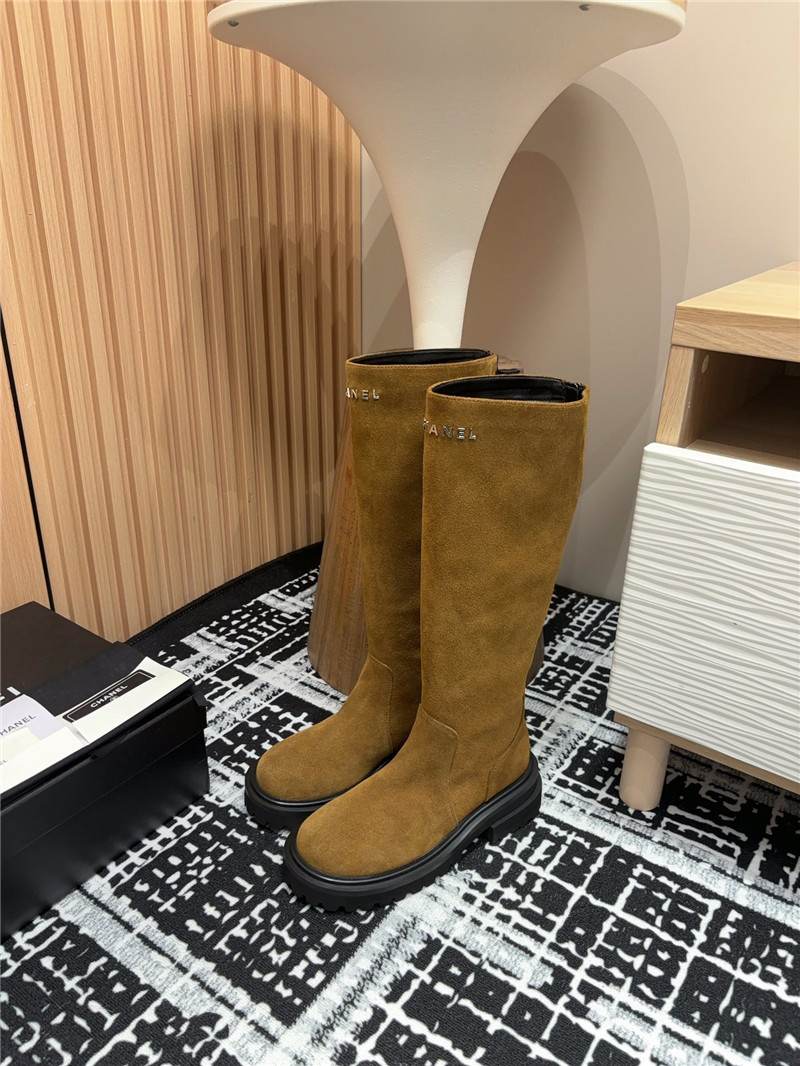 Ch**el brown suede leather keen high boots