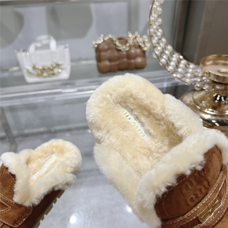 Miu Miu Brown Suede Penny Mules