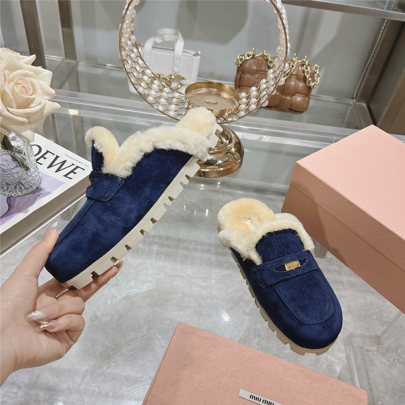Miu Miu Blue Suede Penny Mules