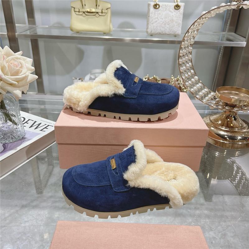 Miu Miu Blue Suede Penny Mules