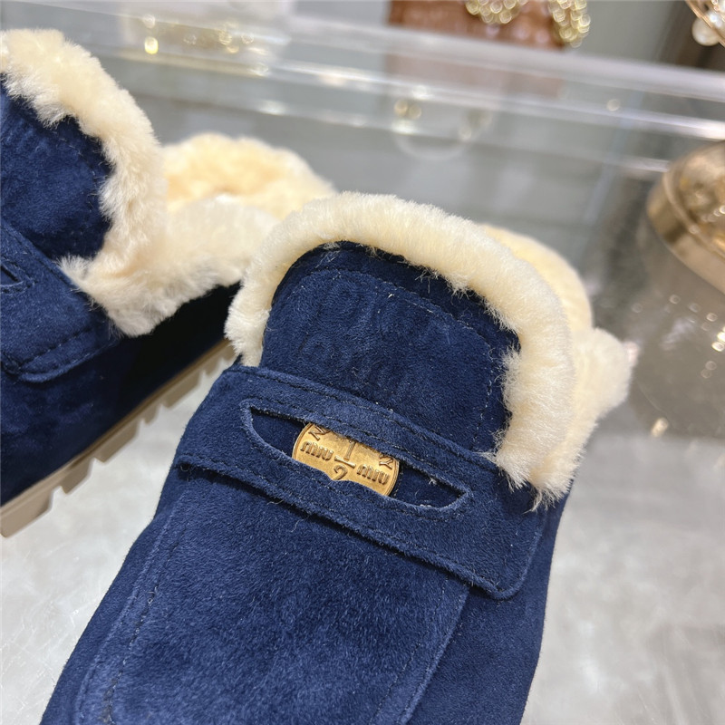 Miu Miu Blue Suede Penny Mules