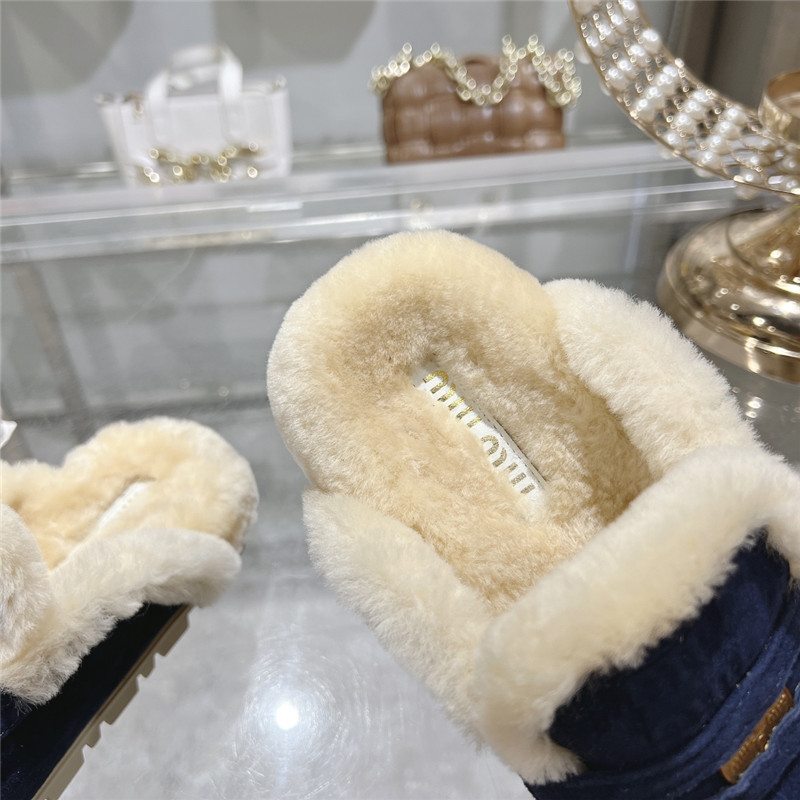 Miu Miu Blue Suede Penny Mules