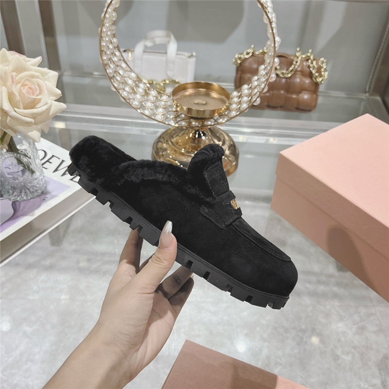 Miu Miu Black Suede Penny Mules