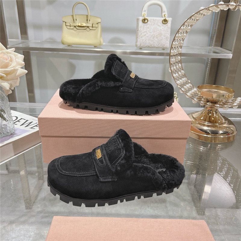 Miu Miu Black Suede Penny Mules