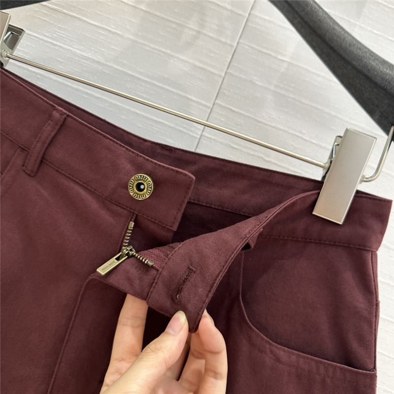 M1um1u reddish brown straight trousers