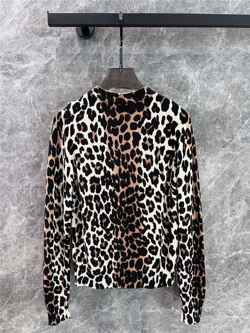 Ce1i*e turtleneck leopard cashmere cardigan
