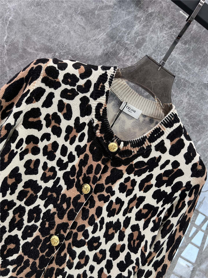 Ce1i*e turtleneck leopard cashmere cardigan