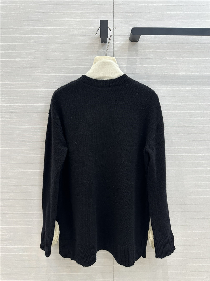 Va1e*ntin0 rose cuff wool sweater black