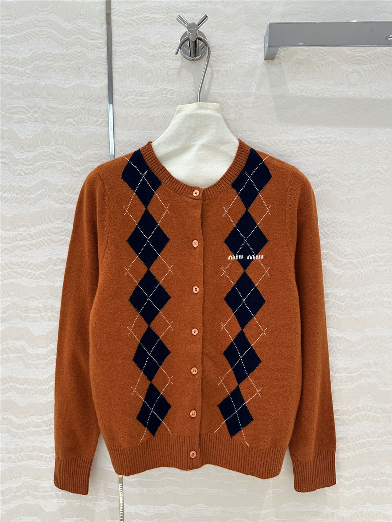 Miu Miu Tobacco Cashmere Cardigan Brown