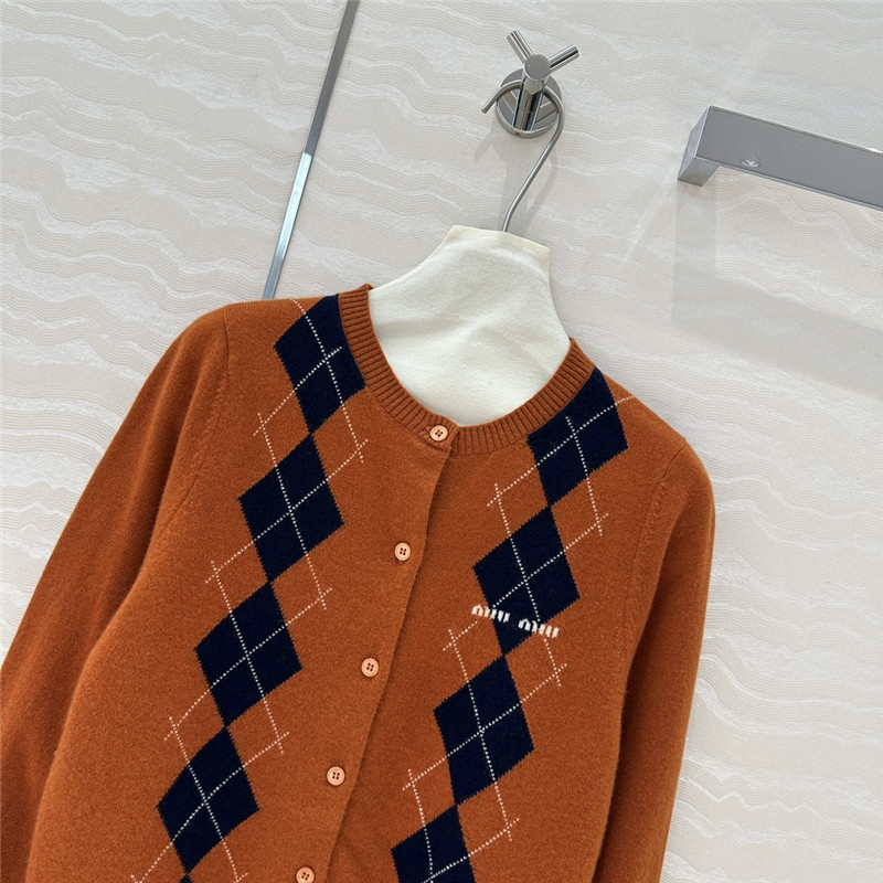 Miu Miu Tobacco Cashmere Cardigan Brown