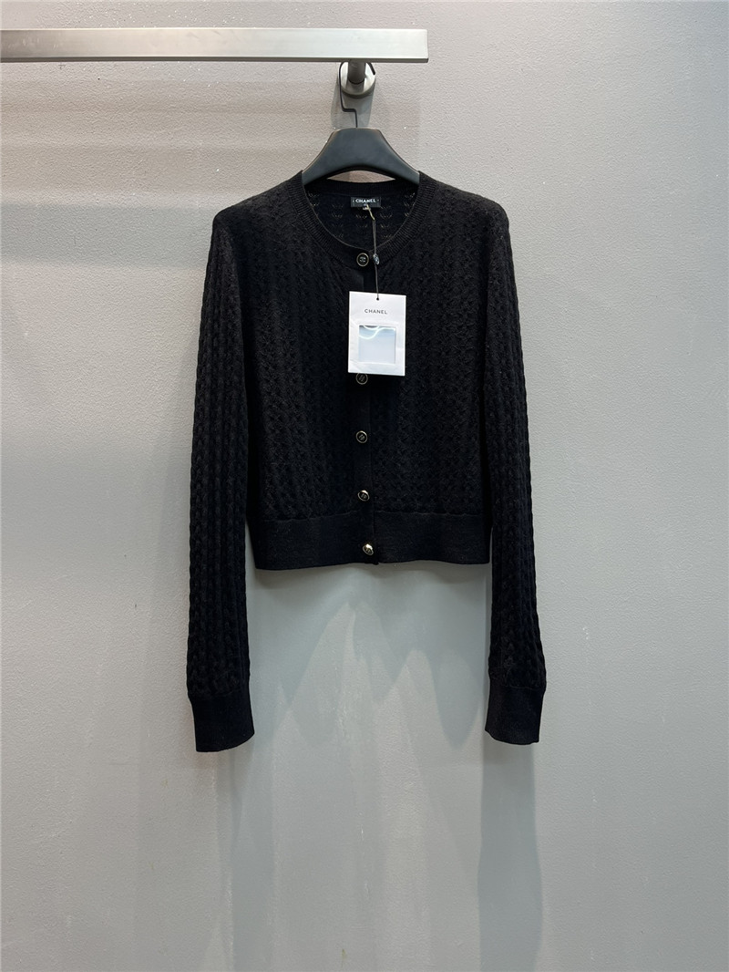 Ch**el cable-knit crop cardigan black