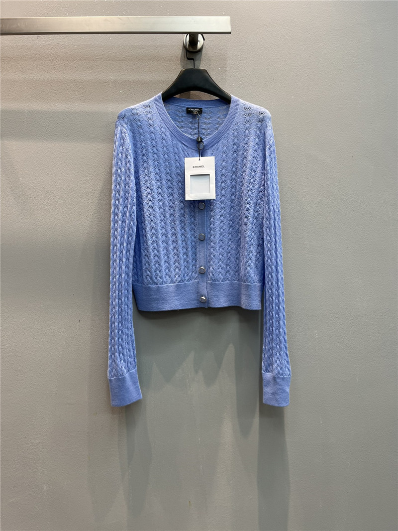 Ch**el cable-knit crop cardigan blue
