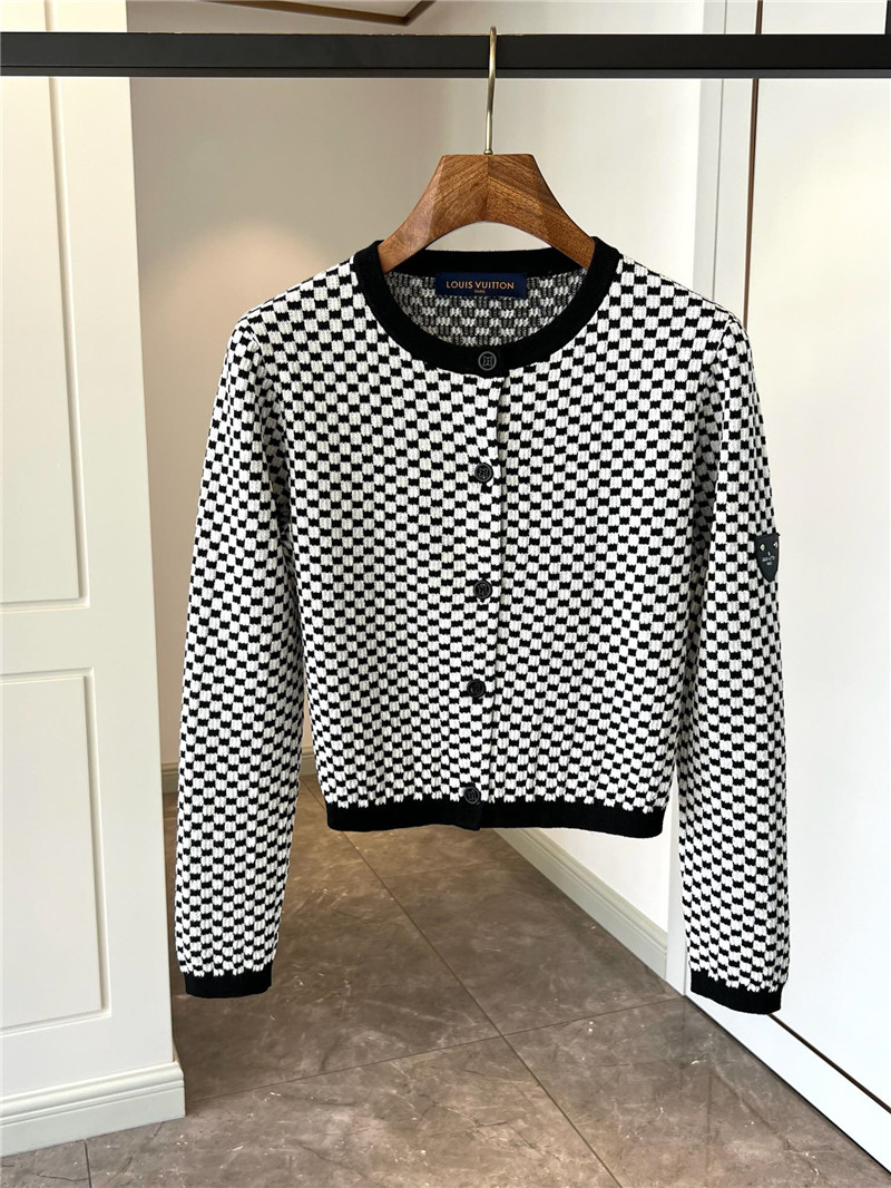 LV Mini Damier Knit Cardigan Black