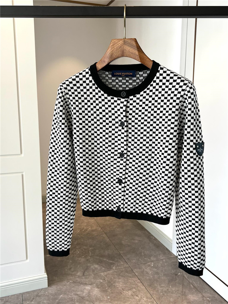 LV Mini Damier Knit Cardigan Black