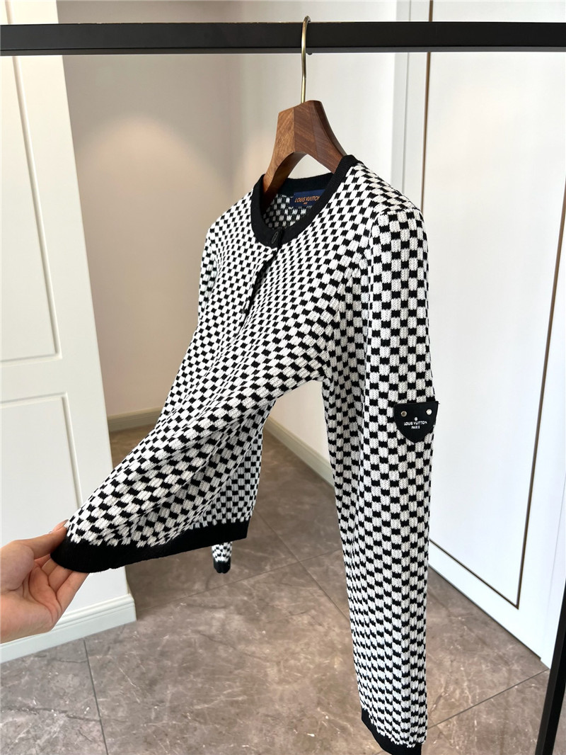 LV Mini Damier Knit Cardigan Black
