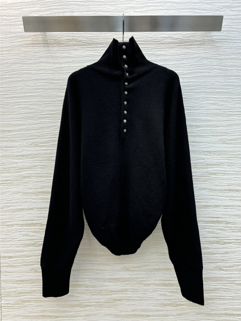 LV Rib-Knit Turtleneck Pullover Black