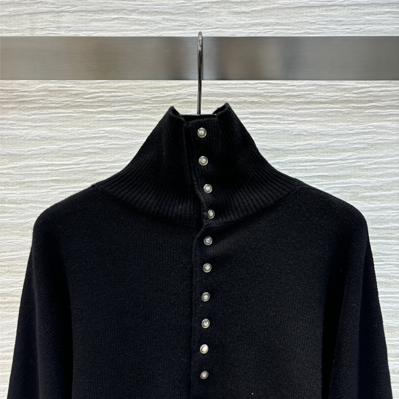 LV Rib-Knit Turtleneck Pullover Black