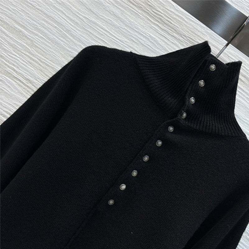LV Rib-Knit Turtleneck Pullover Black