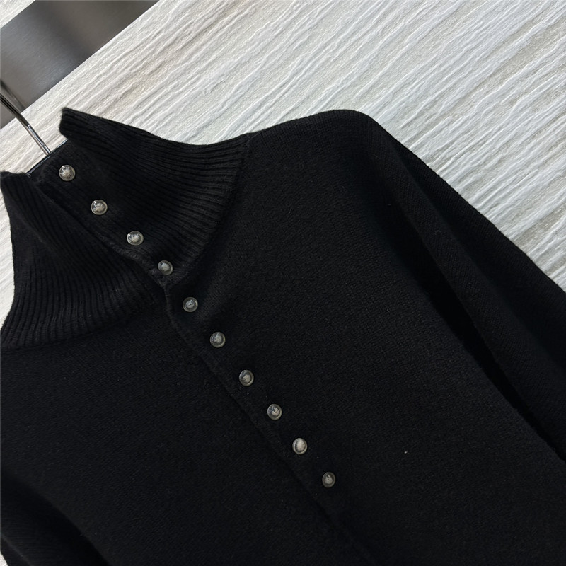 LV Rib-Knit Turtleneck Pullover Black