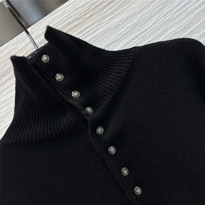 LV Rib-Knit Turtleneck Pullover Black