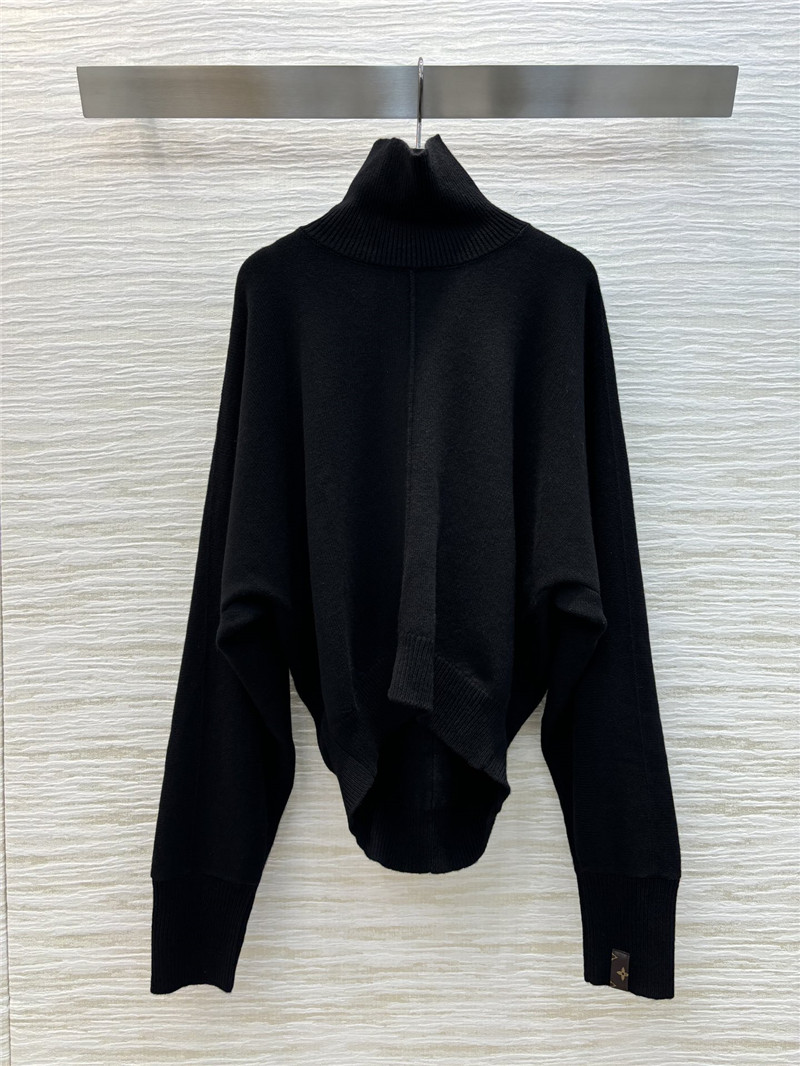 LV Rib-Knit Turtleneck Pullover Black