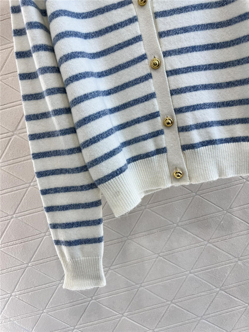 Miu Miu Blue/White Striped Sailor Collar Cardigan