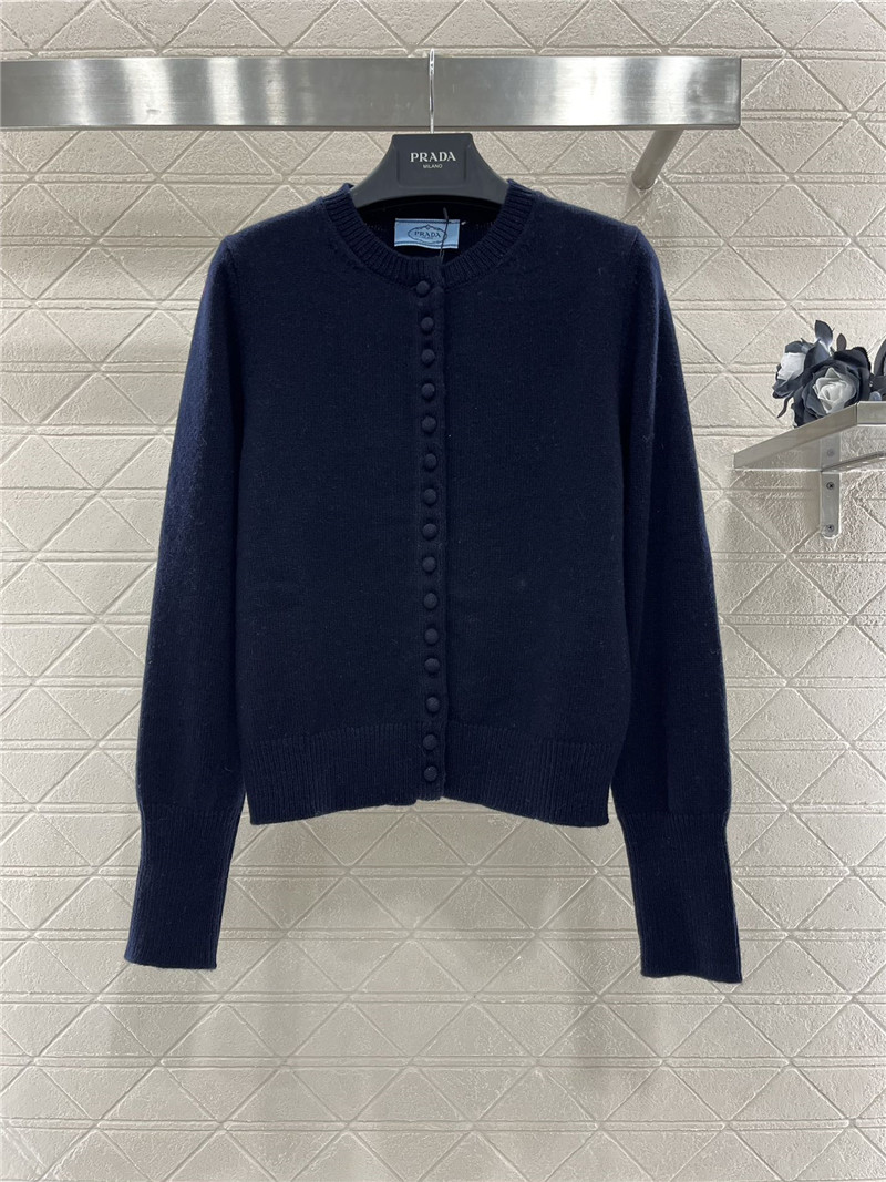 Pra*a crewneck button cardigan in navy