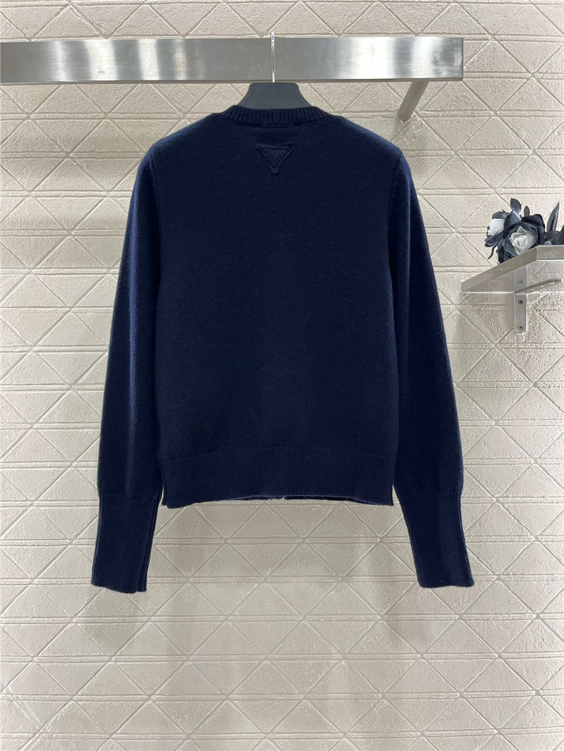 Pra*a crewneck button cardigan in navy