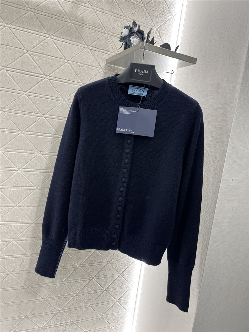 Pra*a crewneck button cardigan in navy