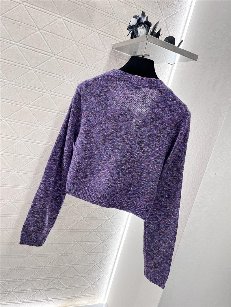Ch**el purple crop v-neck textured cardigan
