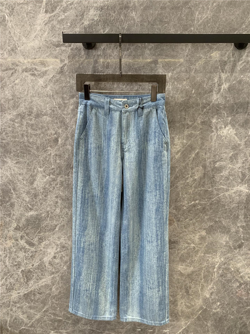 M1um1u striped tie-dye denim trousers