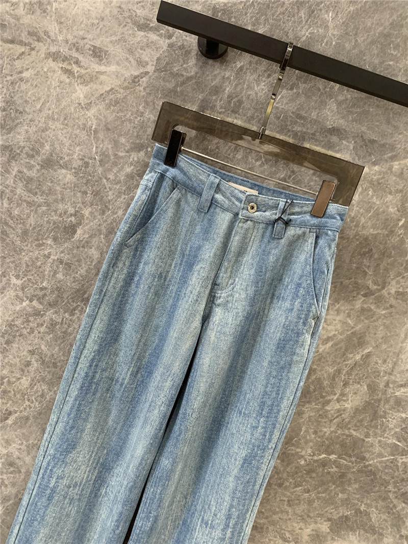 M1um1u striped tie-dye denim trousers