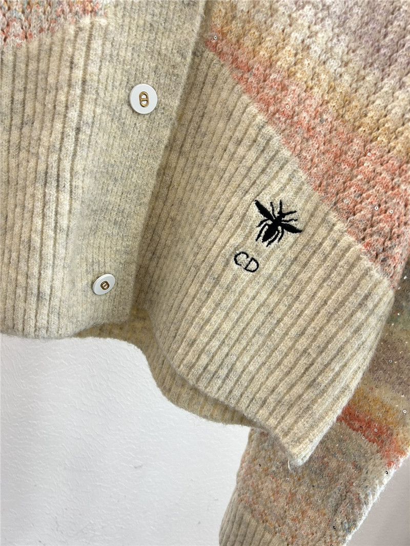 D10r multicolor striped v-neck rib cardigan