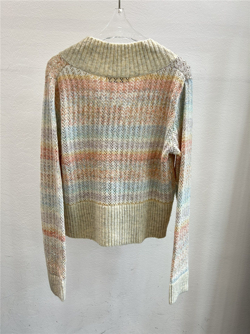 D10r multicolor striped v-neck rib cardigan