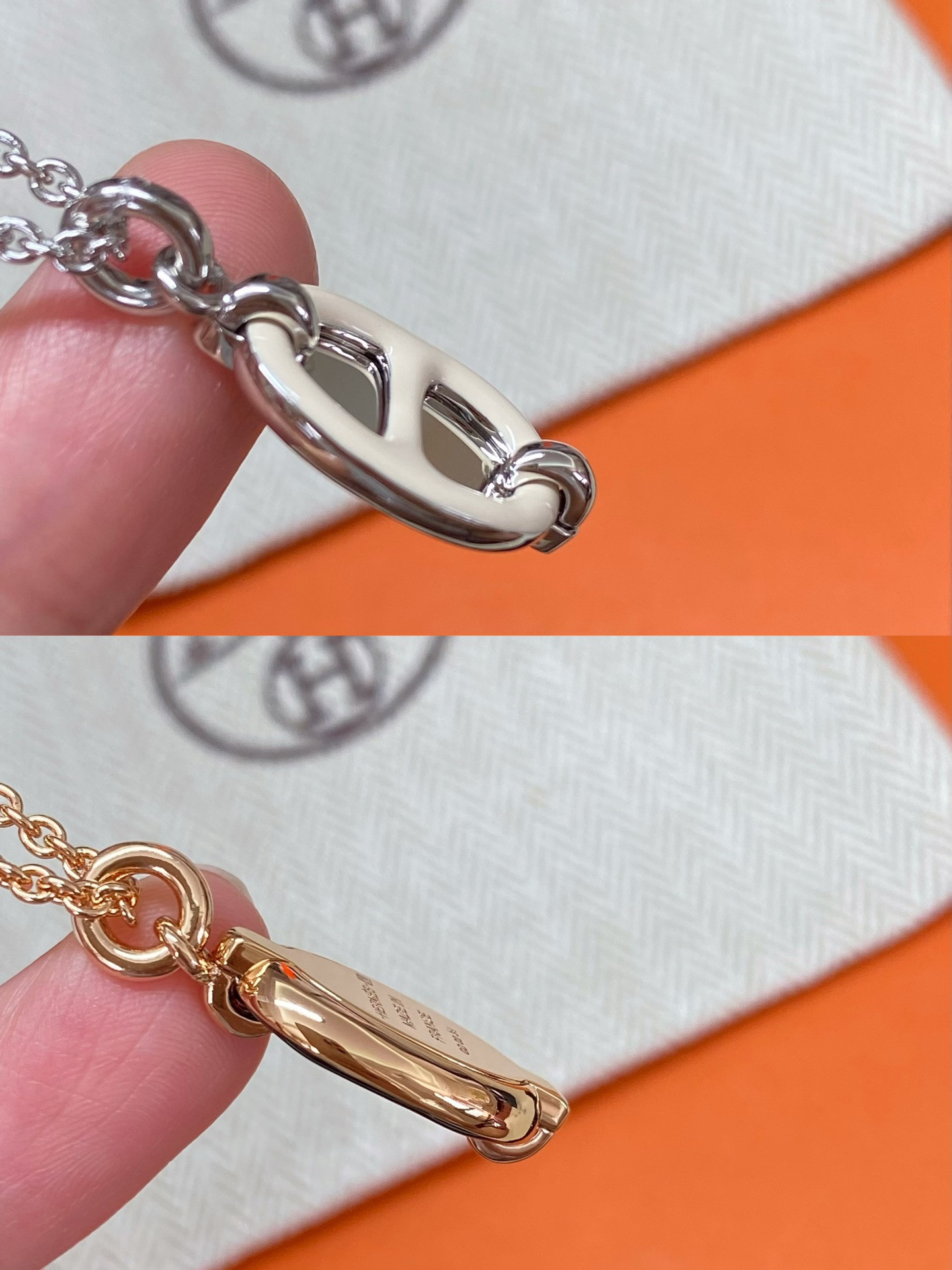 H**me5 pink enamel necklace