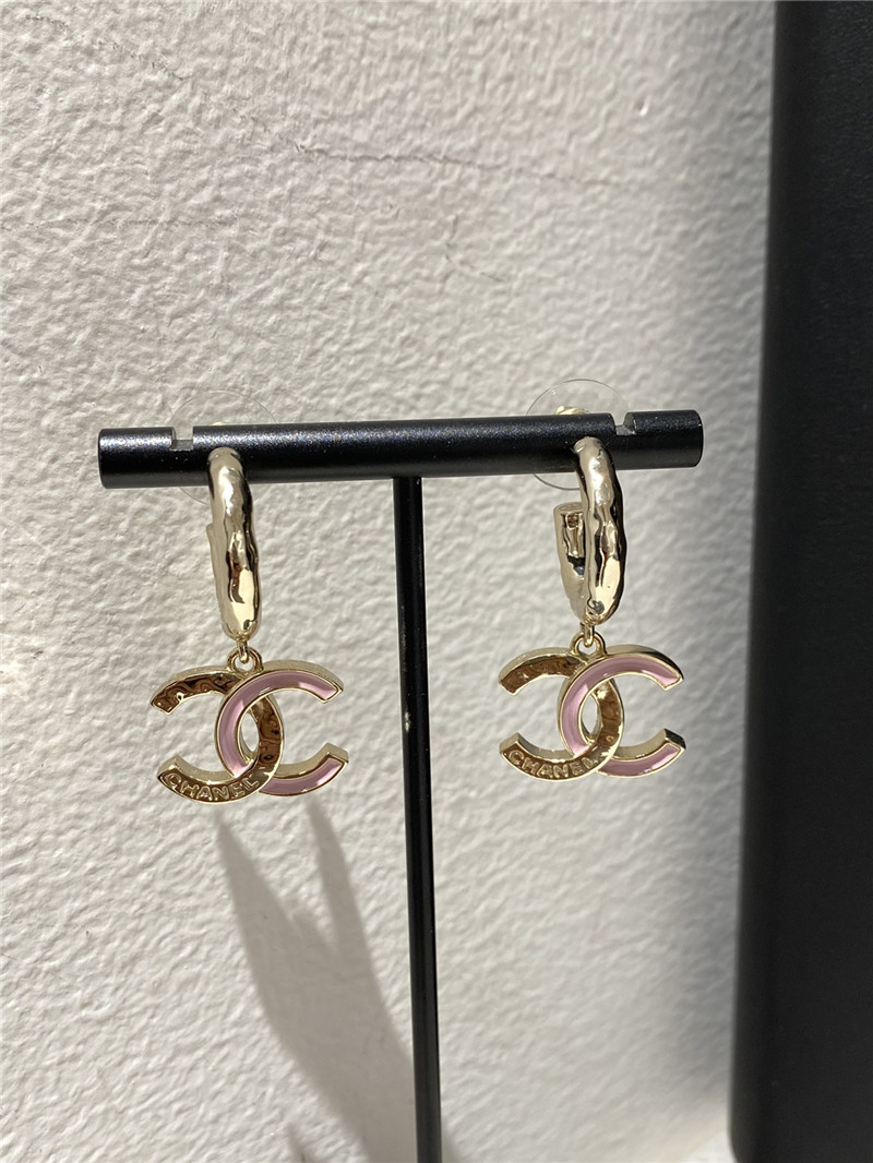 Ch**el pink double c earrings