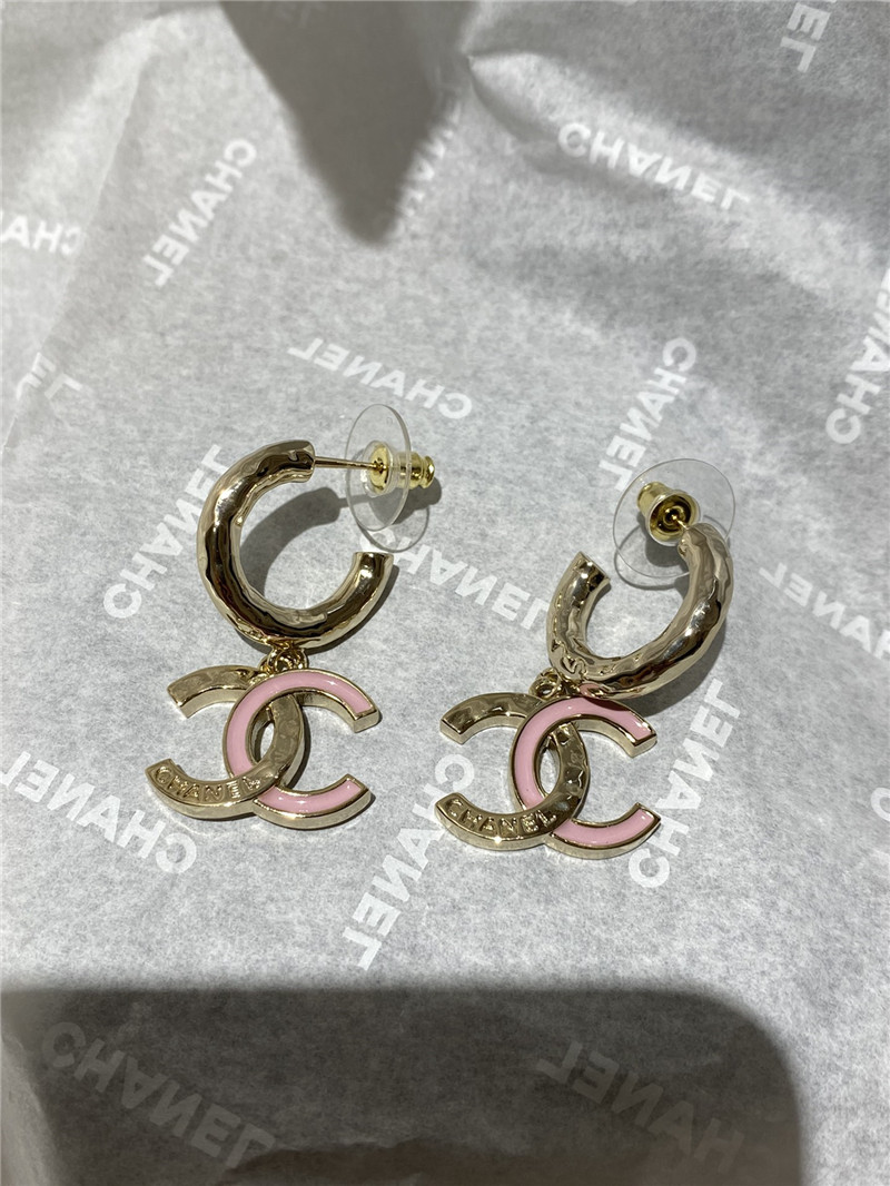 Ch**el pink double c earrings
