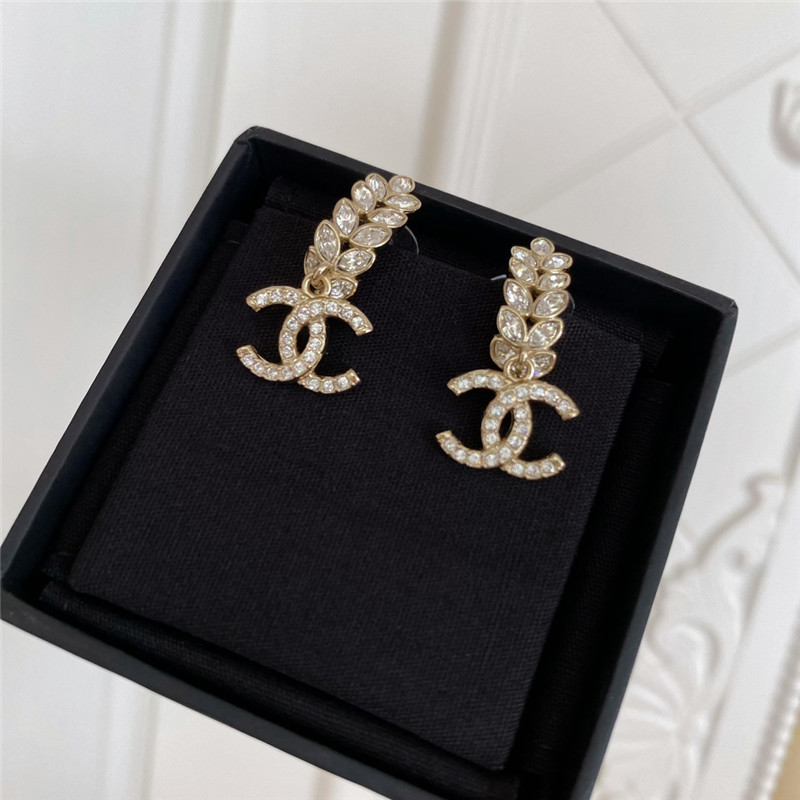 Ch**el wheat ear double c earrings
