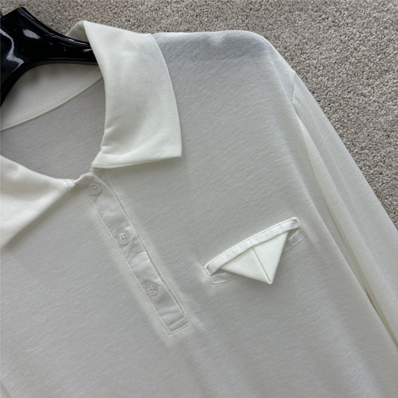 b0tt*ga Ven*ta white tencel long-sleeve polo shirt