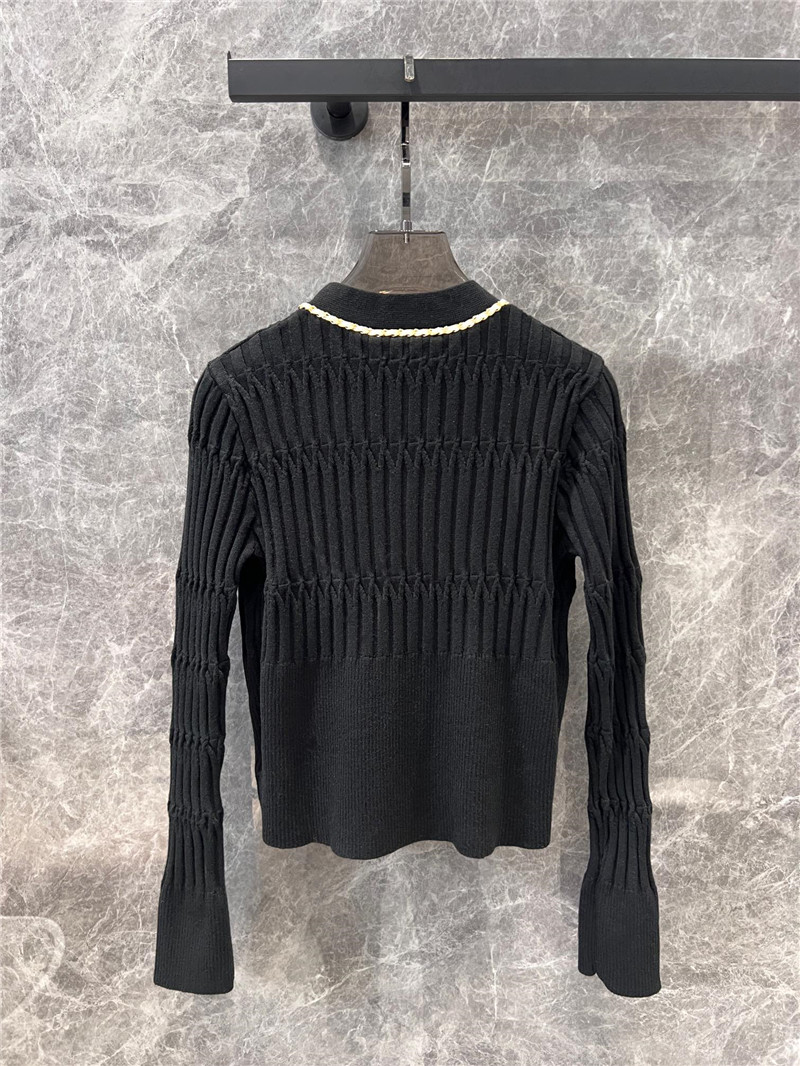 Ch**el chain pocket ribbed cardigan black