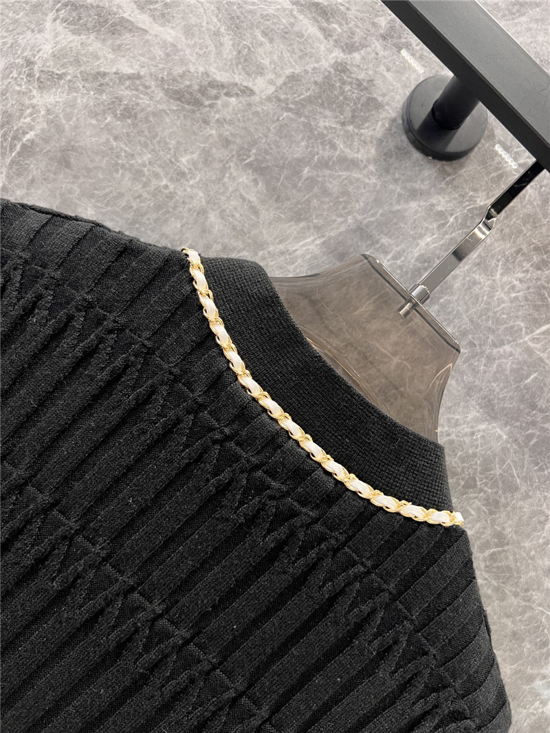 Ch**el chain pocket ribbed cardigan black