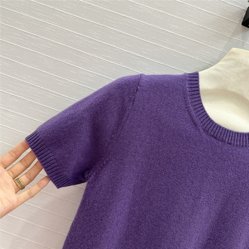Miu Miu Mauve Cashmere Sweater with Short Sleeves