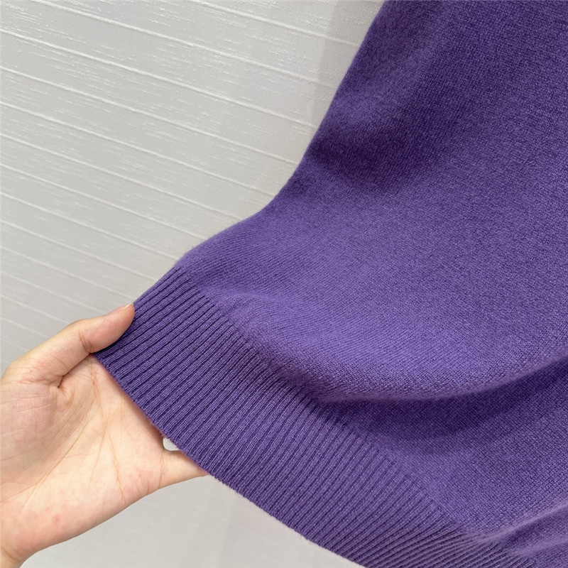 Miu Miu Mauve Cashmere Sweater with Short Sleeves