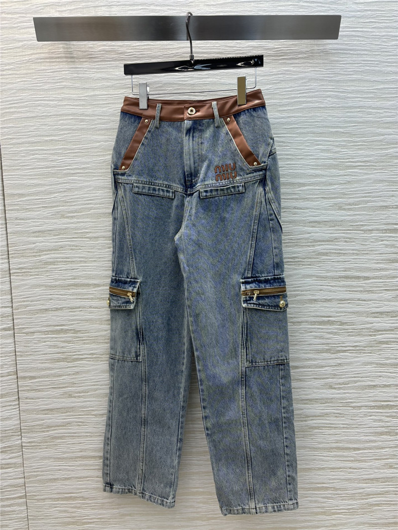 M1um1u high waist denim trousers