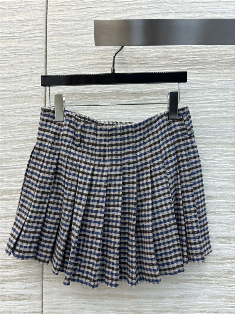 M1um1u leather button pleated skirt