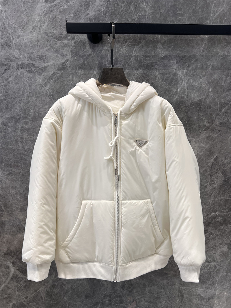 Pra*a hooded triangle logo padded jacket