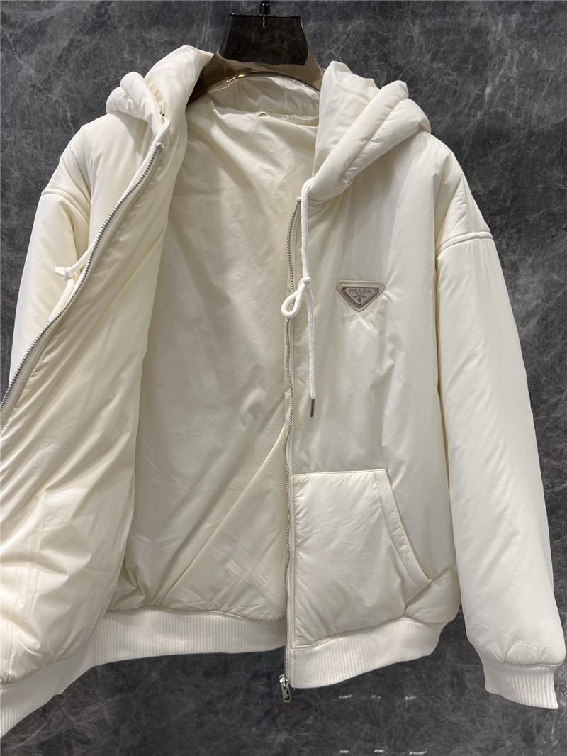 Pra*a hooded triangle logo padded jacket