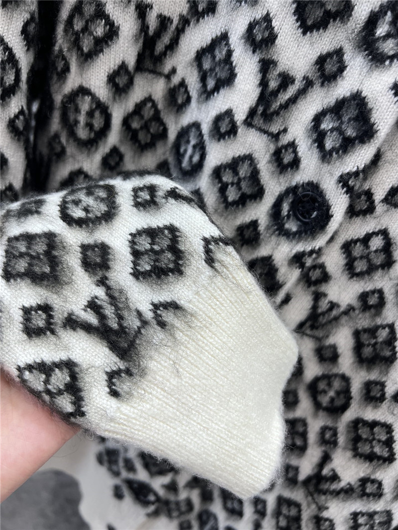 LV Monogram Brushed Knit Cardigan White/Black