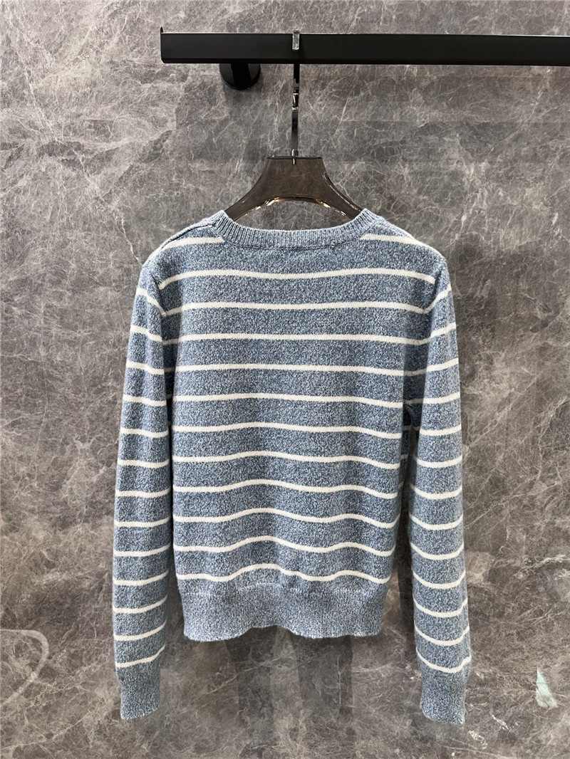 Pra*a striped rib knit sweater blue/white